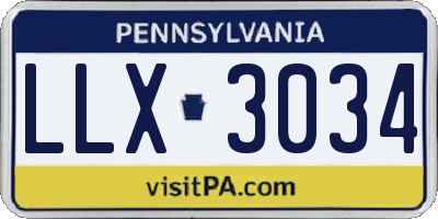 PA license plate LLX3034
