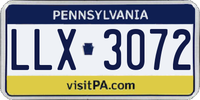 PA license plate LLX3072