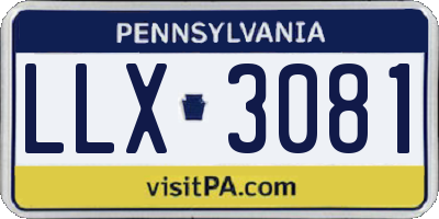 PA license plate LLX3081