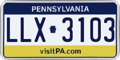 PA license plate LLX3103