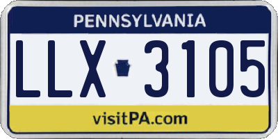 PA license plate LLX3105
