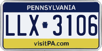 PA license plate LLX3106