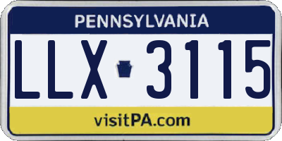 PA license plate LLX3115