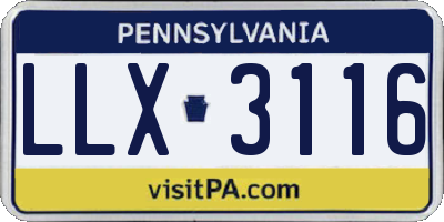 PA license plate LLX3116