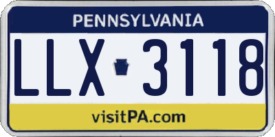 PA license plate LLX3118