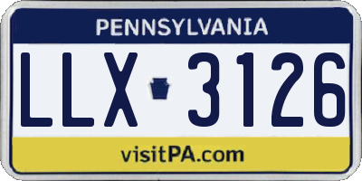 PA license plate LLX3126