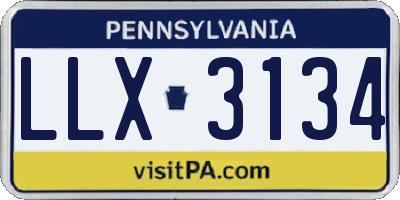 PA license plate LLX3134