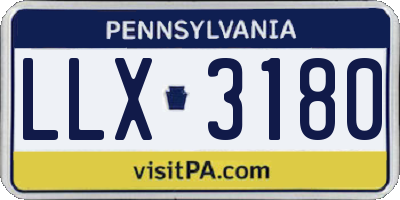PA license plate LLX3180