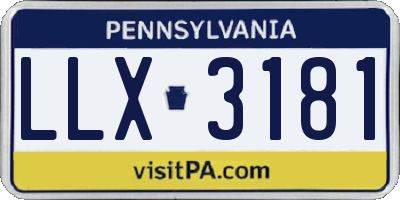 PA license plate LLX3181