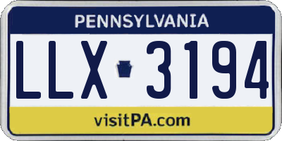 PA license plate LLX3194