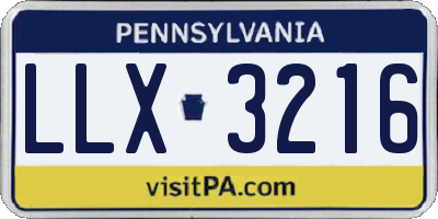 PA license plate LLX3216