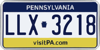 PA license plate LLX3218