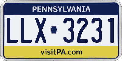 PA license plate LLX3231