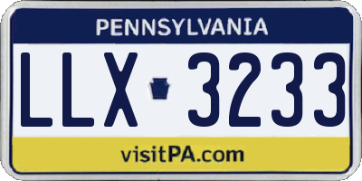 PA license plate LLX3233