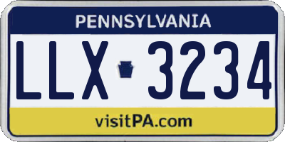 PA license plate LLX3234