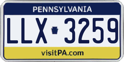 PA license plate LLX3259