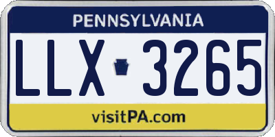 PA license plate LLX3265