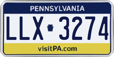 PA license plate LLX3274
