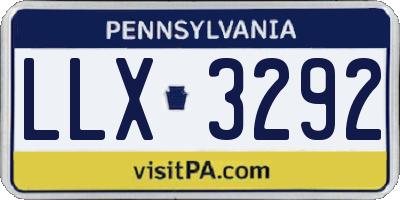 PA license plate LLX3292