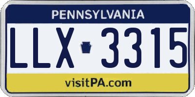PA license plate LLX3315