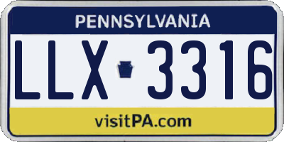 PA license plate LLX3316