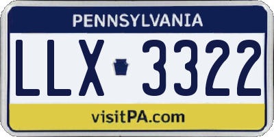 PA license plate LLX3322