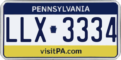 PA license plate LLX3334