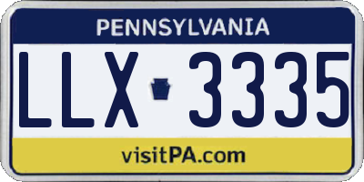 PA license plate LLX3335
