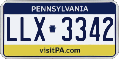 PA license plate LLX3342
