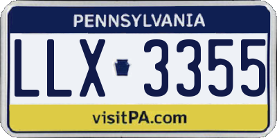 PA license plate LLX3355