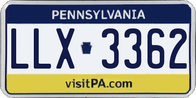 PA license plate LLX3362