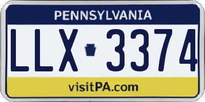 PA license plate LLX3374