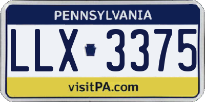 PA license plate LLX3375