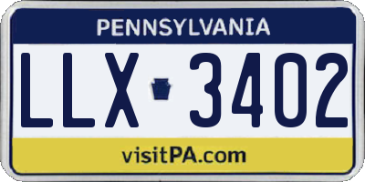 PA license plate LLX3402