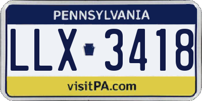 PA license plate LLX3418
