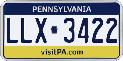 PA license plate LLX3422