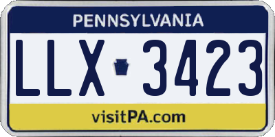 PA license plate LLX3423