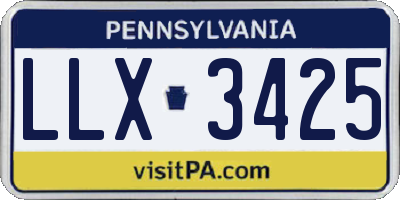 PA license plate LLX3425