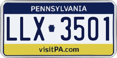 PA license plate LLX3501