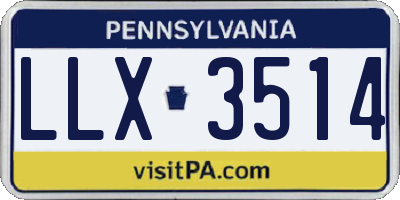 PA license plate LLX3514