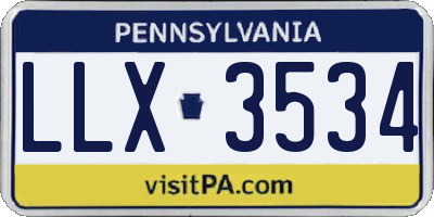 PA license plate LLX3534