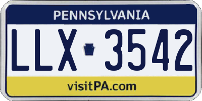 PA license plate LLX3542