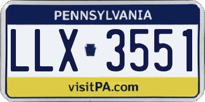 PA license plate LLX3551