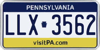 PA license plate LLX3562