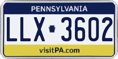 PA license plate LLX3602