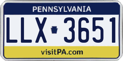 PA license plate LLX3651