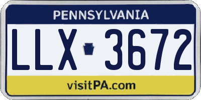 PA license plate LLX3672