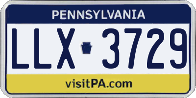 PA license plate LLX3729