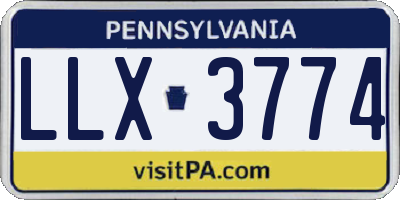 PA license plate LLX3774