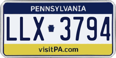 PA license plate LLX3794